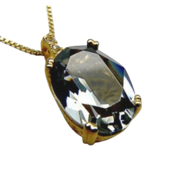 Vera Wang Jewelry - VERA WANG 18K Gold over SILVER Gray Solitaire  Necklace